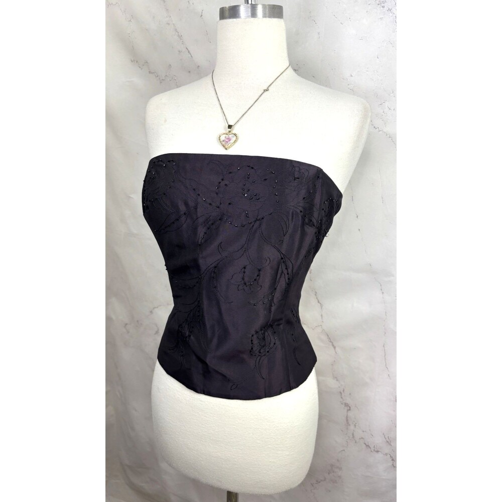VTG 90s Fairy Bustier Corset Top Purple Beaded Strapless Sz 6 Y2K Whimsigoth - Picture 3 of 11